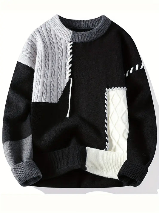 A Patchwork Knitted Sweater – Vintage Colorblock Unisex